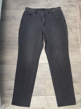Eileen Fisher straight Gray Denim Stretch organic cotton stretch jeans 12
